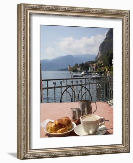 Town and Lakeside Cafe, Menaggio, Lake Como, Lombardy, Italian Lakes, Italy, Europe-Frank Fell-Framed Photographic Print