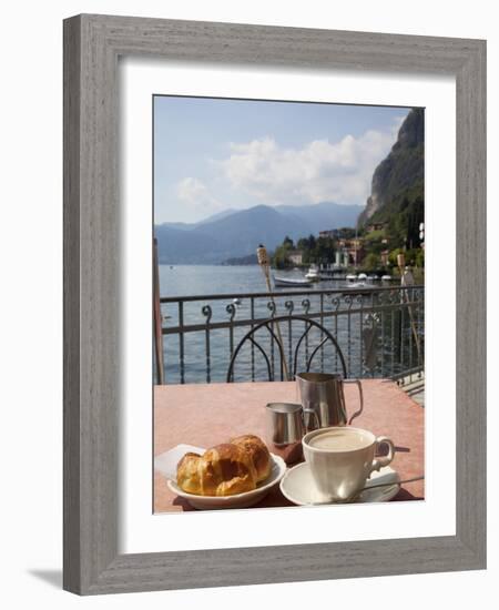 Town and Lakeside Cafe, Menaggio, Lake Como, Lombardy, Italian Lakes, Italy, Europe-Frank Fell-Framed Photographic Print