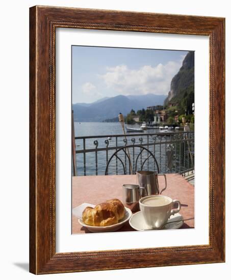 Town and Lakeside Cafe, Menaggio, Lake Como, Lombardy, Italian Lakes, Italy, Europe-Frank Fell-Framed Photographic Print