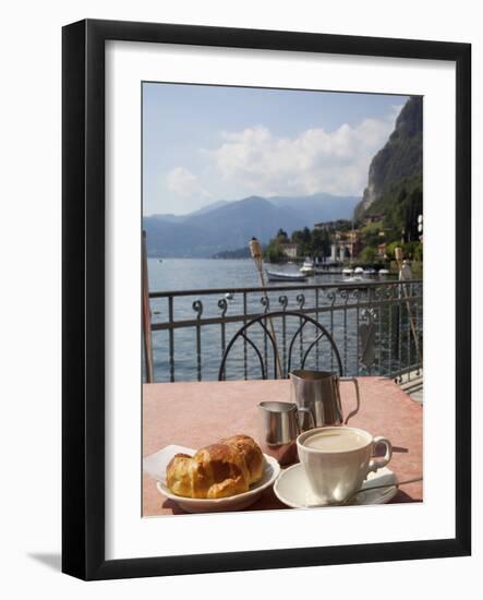 Town and Lakeside Cafe, Menaggio, Lake Como, Lombardy, Italian Lakes, Italy, Europe-Frank Fell-Framed Photographic Print