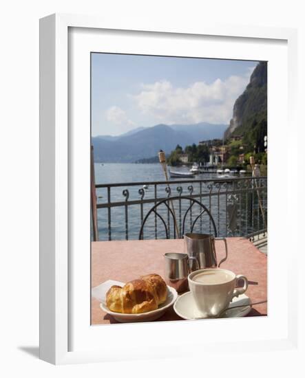 Town and Lakeside Cafe, Menaggio, Lake Como, Lombardy, Italian Lakes, Italy, Europe-Frank Fell-Framed Photographic Print