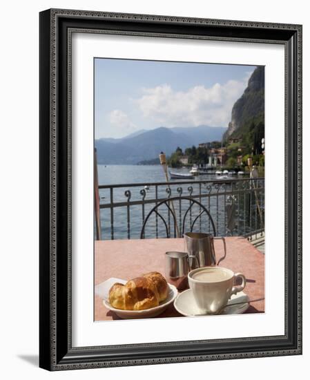 Town and Lakeside Cafe, Menaggio, Lake Como, Lombardy, Italian Lakes, Italy, Europe-Frank Fell-Framed Photographic Print