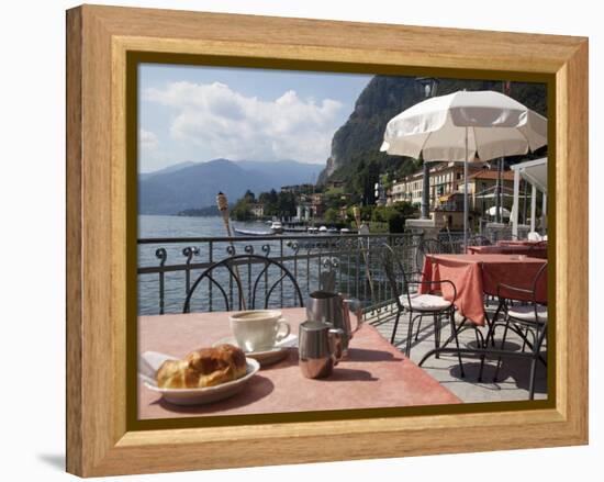 Town and Lakeside Cafe, Menaggio, Lake Como, Lombardy, Italian Lakes, Italy, Europe-Frank Fell-Framed Premier Image Canvas