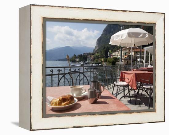 Town and Lakeside Cafe, Menaggio, Lake Como, Lombardy, Italian Lakes, Italy, Europe-Frank Fell-Framed Premier Image Canvas