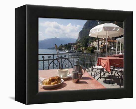 Town and Lakeside Cafe, Menaggio, Lake Como, Lombardy, Italian Lakes, Italy, Europe-Frank Fell-Framed Premier Image Canvas