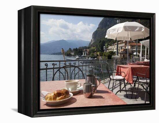 Town and Lakeside Cafe, Menaggio, Lake Como, Lombardy, Italian Lakes, Italy, Europe-Frank Fell-Framed Premier Image Canvas