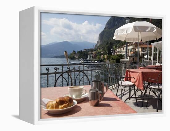 Town and Lakeside Cafe, Menaggio, Lake Como, Lombardy, Italian Lakes, Italy, Europe-Frank Fell-Framed Premier Image Canvas