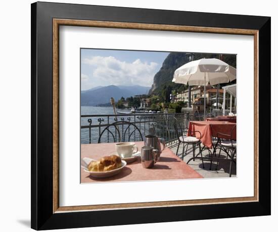 Town and Lakeside Cafe, Menaggio, Lake Como, Lombardy, Italian Lakes, Italy, Europe-Frank Fell-Framed Photographic Print