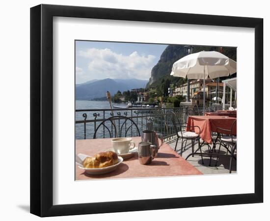 Town and Lakeside Cafe, Menaggio, Lake Como, Lombardy, Italian Lakes, Italy, Europe-Frank Fell-Framed Photographic Print