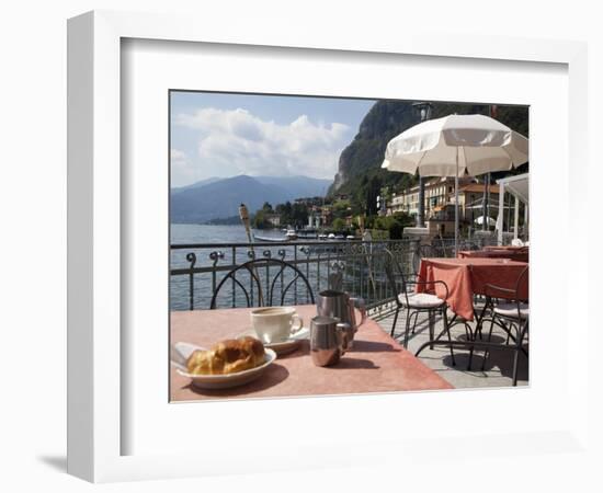 Town and Lakeside Cafe, Menaggio, Lake Como, Lombardy, Italian Lakes, Italy, Europe-Frank Fell-Framed Photographic Print