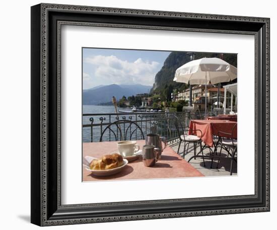 Town and Lakeside Cafe, Menaggio, Lake Como, Lombardy, Italian Lakes, Italy, Europe-Frank Fell-Framed Photographic Print