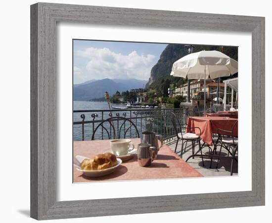 Town and Lakeside Cafe, Menaggio, Lake Como, Lombardy, Italian Lakes, Italy, Europe-Frank Fell-Framed Photographic Print