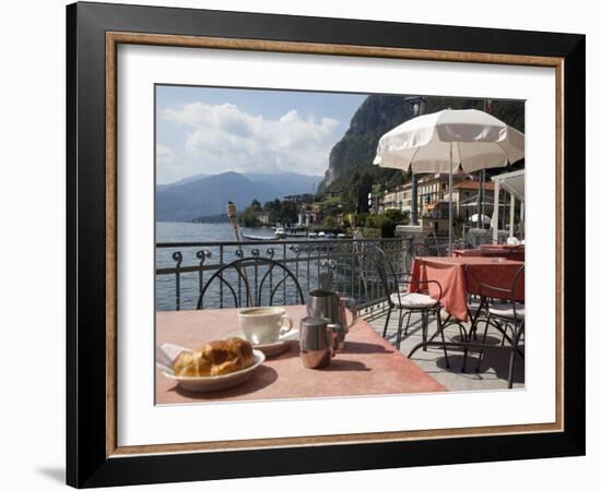 Town and Lakeside Cafe, Menaggio, Lake Como, Lombardy, Italian Lakes, Italy, Europe-Frank Fell-Framed Photographic Print