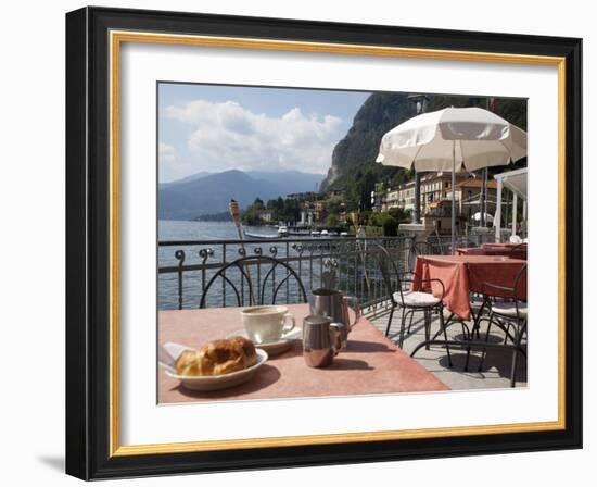 Town and Lakeside Cafe, Menaggio, Lake Como, Lombardy, Italian Lakes, Italy, Europe-Frank Fell-Framed Photographic Print