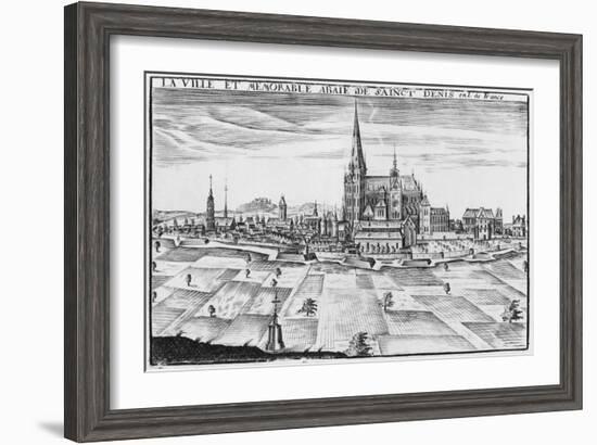 Town and Memorable Abbey of Saint-Denis (Engraving)-French-Framed Giclee Print