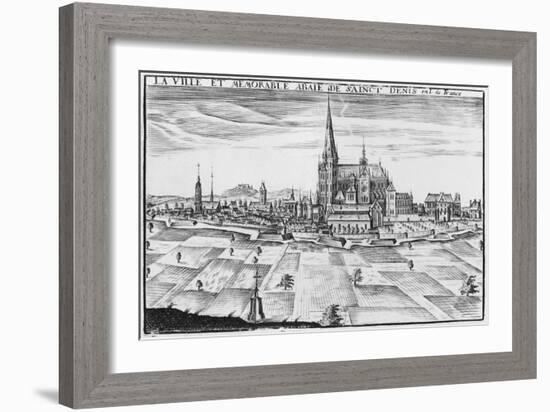 Town and Memorable Abbey of Saint-Denis (Engraving)-French-Framed Giclee Print