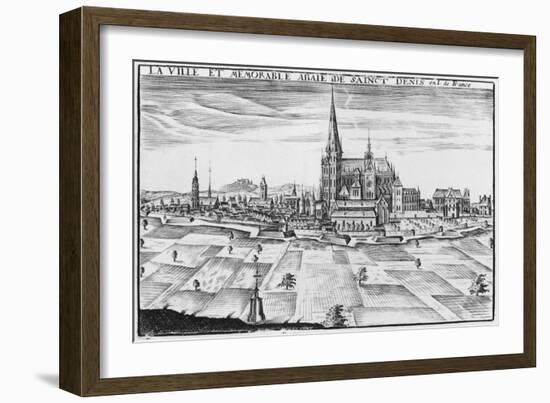 Town and Memorable Abbey of Saint-Denis (Engraving)-French-Framed Giclee Print