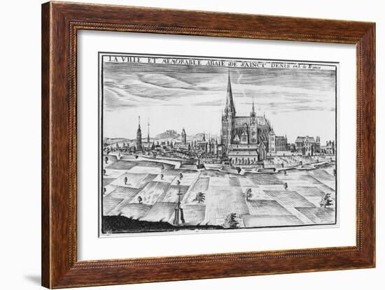 Town and Memorable Abbey of Saint-Denis (Engraving)-French-Framed Giclee Print