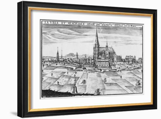 Town and Memorable Abbey of Saint-Denis (Engraving)-French-Framed Giclee Print