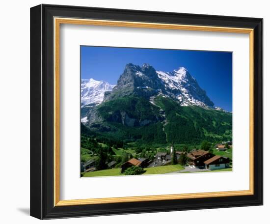 Town and Mountains, Grindelwald, Alps, Switzerland-Steve Vidler-Framed Photographic Print