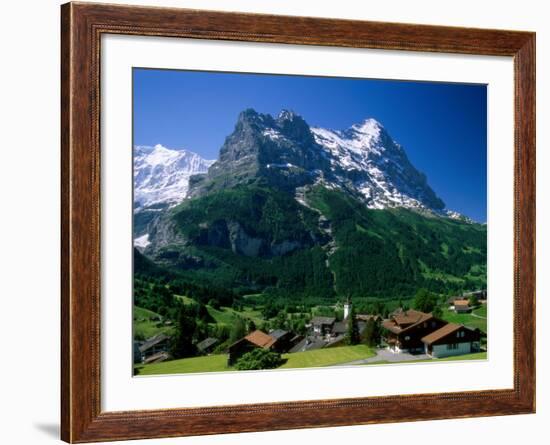 Town and Mountains, Grindelwald, Alps, Switzerland-Steve Vidler-Framed Photographic Print