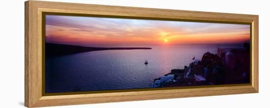 Town at Sunset, Santorini, Cyclades Islands, Greece-null-Framed Stretched Canvas