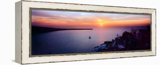 Town at Sunset, Santorini, Cyclades Islands, Greece-null-Framed Stretched Canvas
