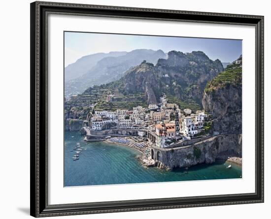 Town at the Waterfront, Amalfi, Atrani, Amalfi Coast, Salerno, Campania, Italy-null-Framed Photographic Print