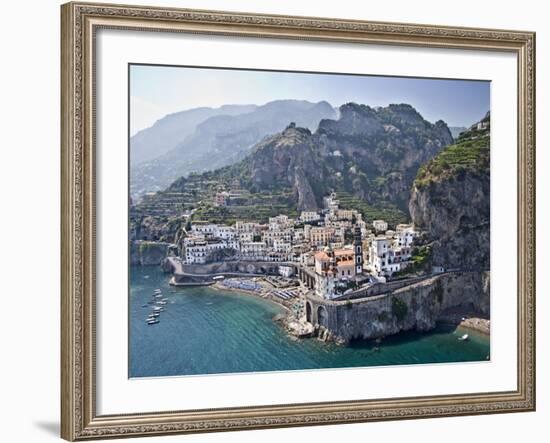 Town at the Waterfront, Amalfi, Atrani, Amalfi Coast, Salerno, Campania, Italy-null-Framed Photographic Print