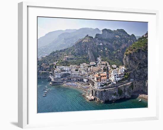 Town at the Waterfront, Amalfi, Atrani, Amalfi Coast, Salerno, Campania, Italy--Framed Photographic Print