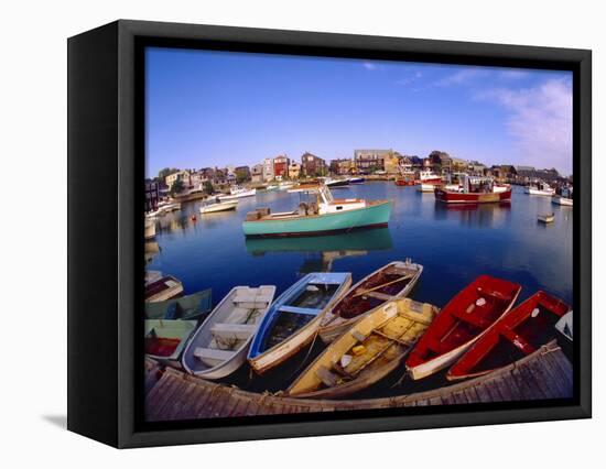 Town Buildings and Colorful Boats in Bay, Rockport, Maine, USA-Jim Zuckerman-Framed Premier Image Canvas