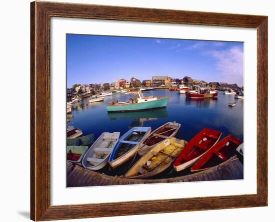 Town Buildings and Colorful Boats in Bay, Rockport, Maine, USA-Jim Zuckerman-Framed Photographic Print