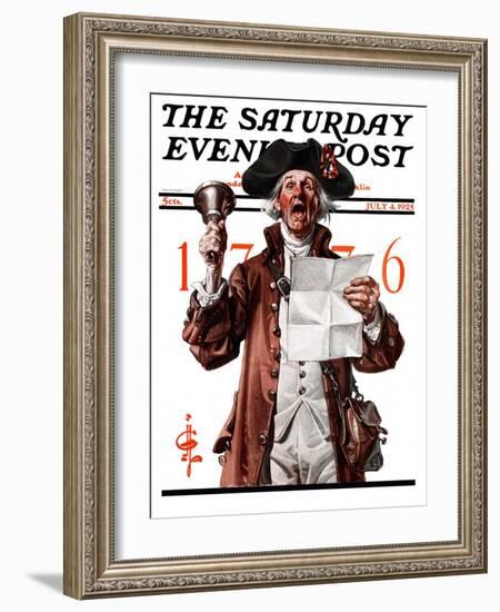 "Town Crier," Saturday Evening Post Cover, July 4, 1925-Joseph Christian Leyendecker-Framed Giclee Print