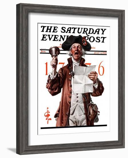 "Town Crier," Saturday Evening Post Cover, July 4, 1925-Joseph Christian Leyendecker-Framed Giclee Print