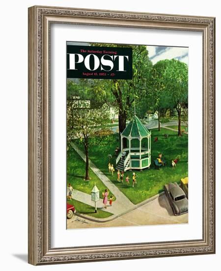 "Town Green" Saturday Evening Post Cover, August 15, 1953-John Clymer-Framed Giclee Print