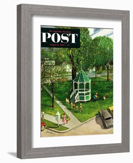 "Town Green" Saturday Evening Post Cover, August 15, 1953-John Clymer-Framed Giclee Print