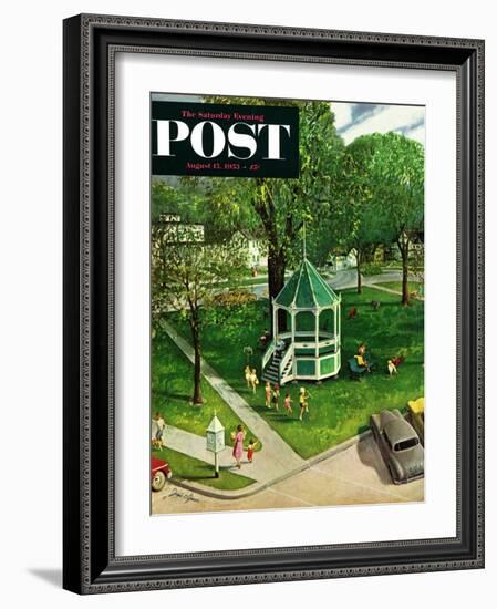 "Town Green" Saturday Evening Post Cover, August 15, 1953-John Clymer-Framed Giclee Print