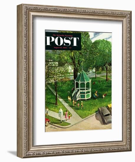 "Town Green" Saturday Evening Post Cover, August 15, 1953-John Clymer-Framed Giclee Print