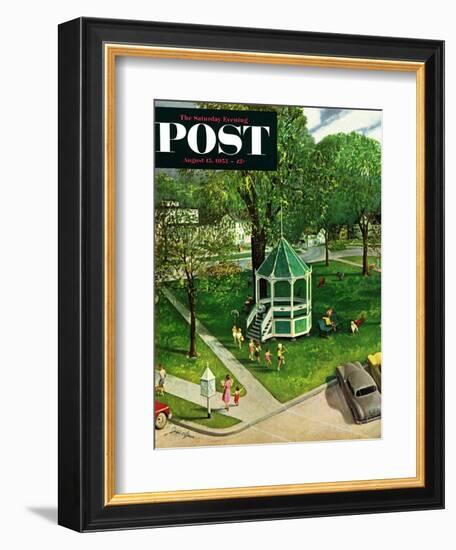 "Town Green" Saturday Evening Post Cover, August 15, 1953-John Clymer-Framed Giclee Print