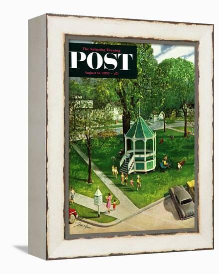 "Town Green" Saturday Evening Post Cover, August 15, 1953-John Clymer-Framed Premier Image Canvas