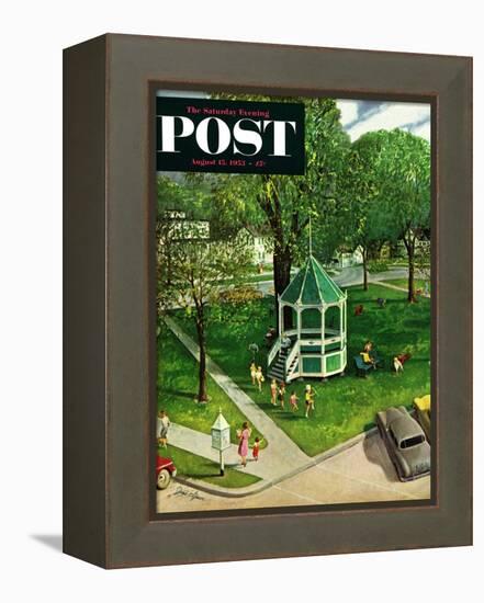 "Town Green" Saturday Evening Post Cover, August 15, 1953-John Clymer-Framed Premier Image Canvas