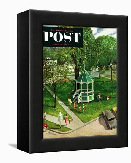 "Town Green" Saturday Evening Post Cover, August 15, 1953-John Clymer-Framed Premier Image Canvas