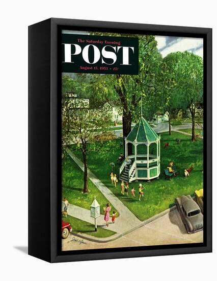 "Town Green" Saturday Evening Post Cover, August 15, 1953-John Clymer-Framed Premier Image Canvas