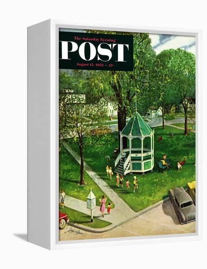 "Town Green" Saturday Evening Post Cover, August 15, 1953-John Clymer-Framed Premier Image Canvas