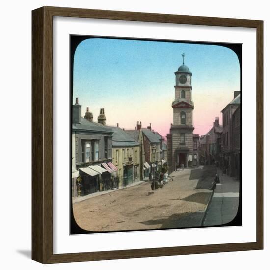 Town Hall and Market Street, Penryn, Cornwall, Late 19th or Early 20th Century-null-Framed Giclee Print