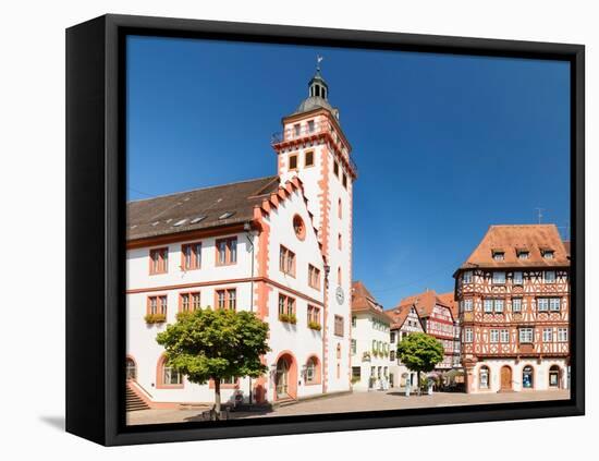 Town Hall and Palmsches Haus on market square, Mosbach, Neckartal Valley, Odenwald-Markus Lange-Framed Premier Image Canvas