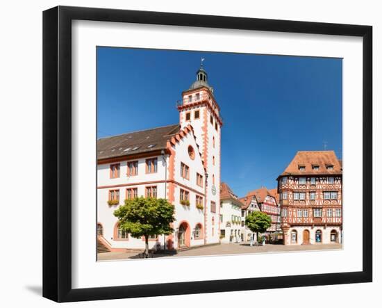 Town Hall and Palmsches Haus on market square, Mosbach, Neckartal Valley, Odenwald-Markus Lange-Framed Photographic Print