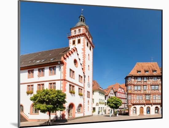 Town Hall and Palmsches Haus on market square, Mosbach, Neckartal Valley, Odenwald-Markus Lange-Mounted Photographic Print