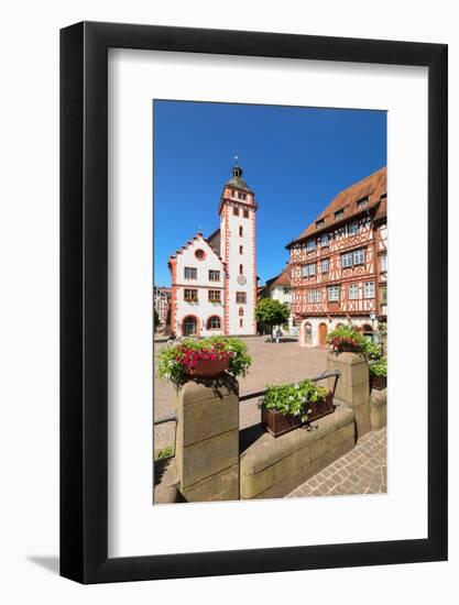 Town hall and Palmsches Haus on market square, Mosbach, Neckartal Valley, Odenwald-Markus Lange-Framed Photographic Print