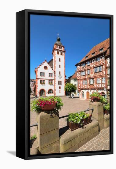 Town hall and Palmsches Haus on market square, Mosbach, Neckartal Valley, Odenwald-Markus Lange-Framed Premier Image Canvas